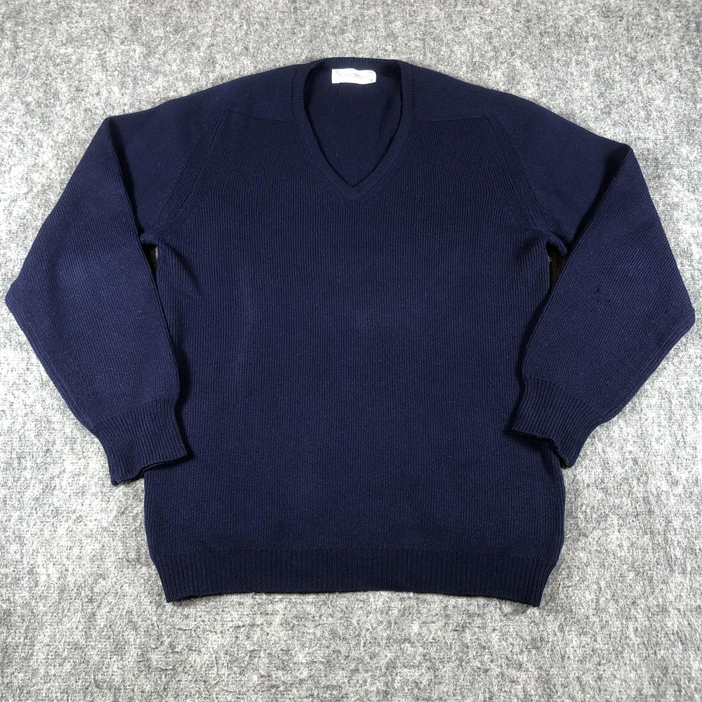 Vintage Bernhard Altmann Wool Sweater Mens M Blue V‎ Neck Knit Pullover